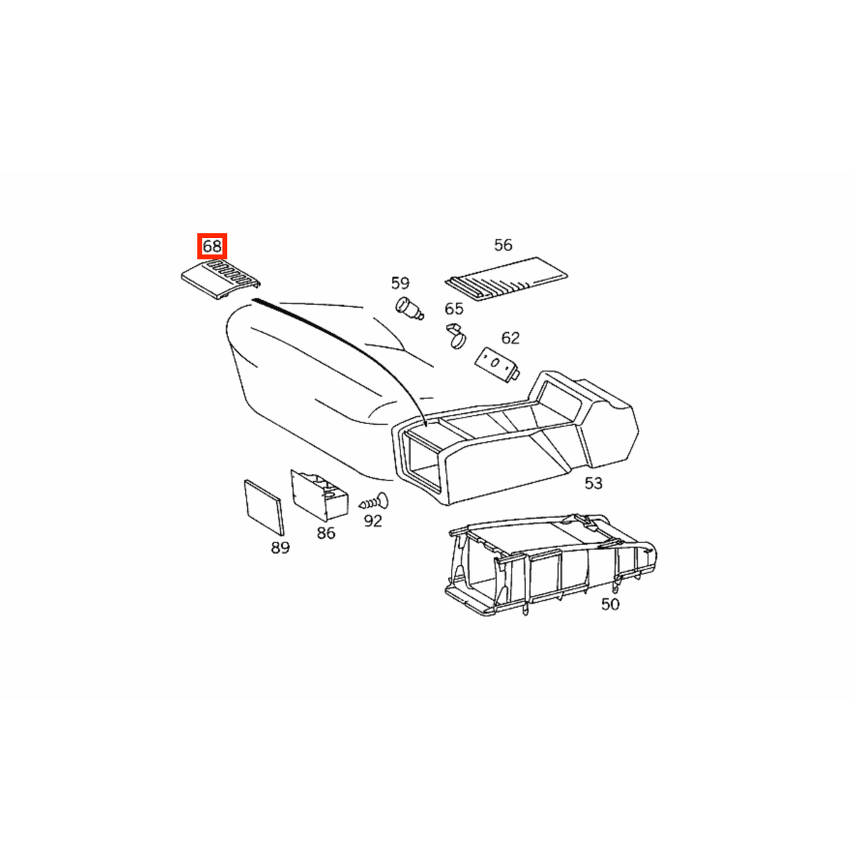 Mercedes-Benz C140 CL Rear Centre Console Box Switch Panel Housing Bracket Repair Kit Black (A1408430200) — view 4