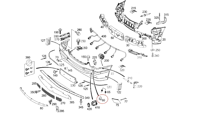 Mercedes-Benz CLK W209 Coupe Front Bumper Headlight Washer Cap Cover (A2098800305/A2098800405) — view 4