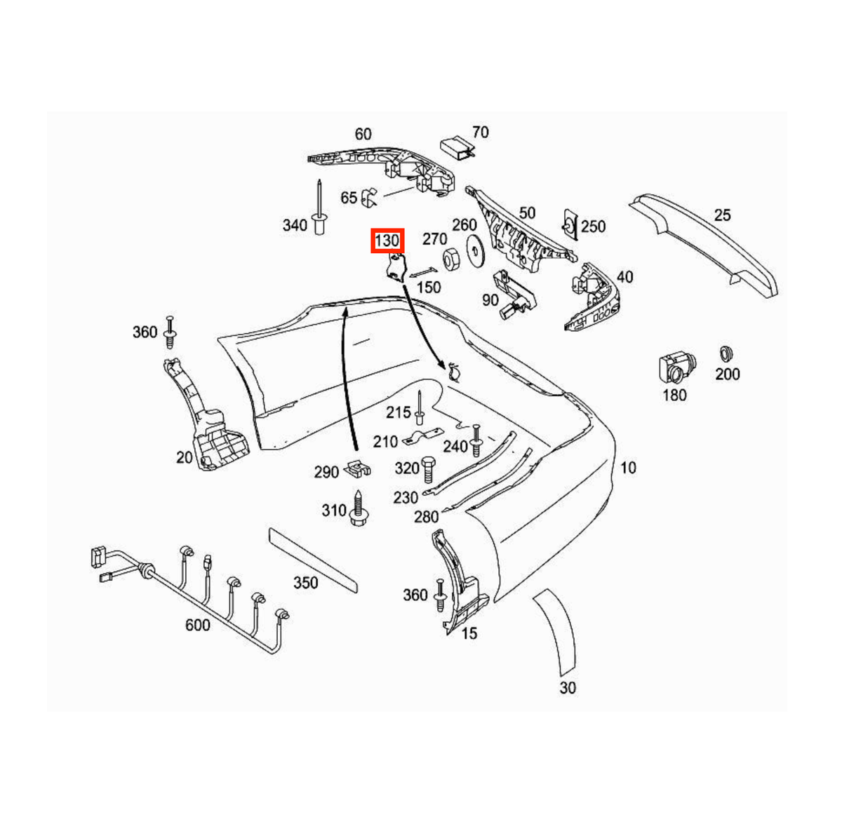 Mercedes-Benz CLS W219 Rear Bumper Tow Hook Cover Cap Primed (A2198800705) — view 4