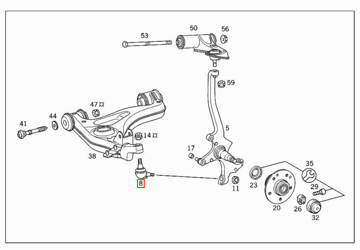 Mercedes-Benz E-Class W210 / S210 Front Ball Joint Set of 2 Left and Right (A2103300035) — view 3
