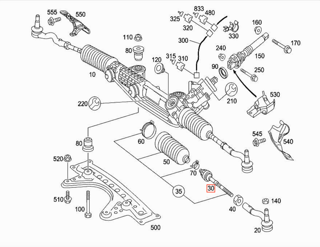 Mercedes-Benz E-Class W211 / S211 Axial Rod / Inner Tie Rod Set of 2 Left and Right (A2113302903) — view 3