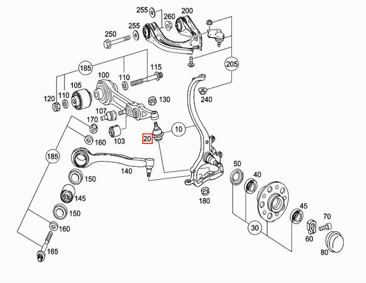 Mercedes-Benz E-Class W211 / S211 Front Ball Joint Set of 2 Left and Right (A2113300435) — view 3