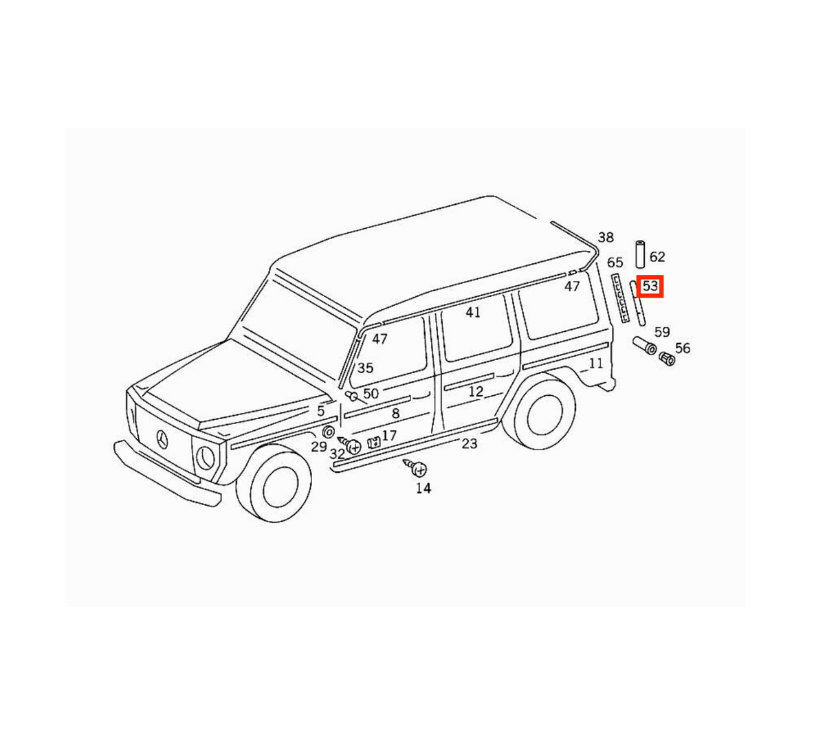 Mercedes-Benz G-Class W460 / W461 / W463 Rear Side Carbon Fibre Vent Covering (A4606980089 / A4636900179) — view 3