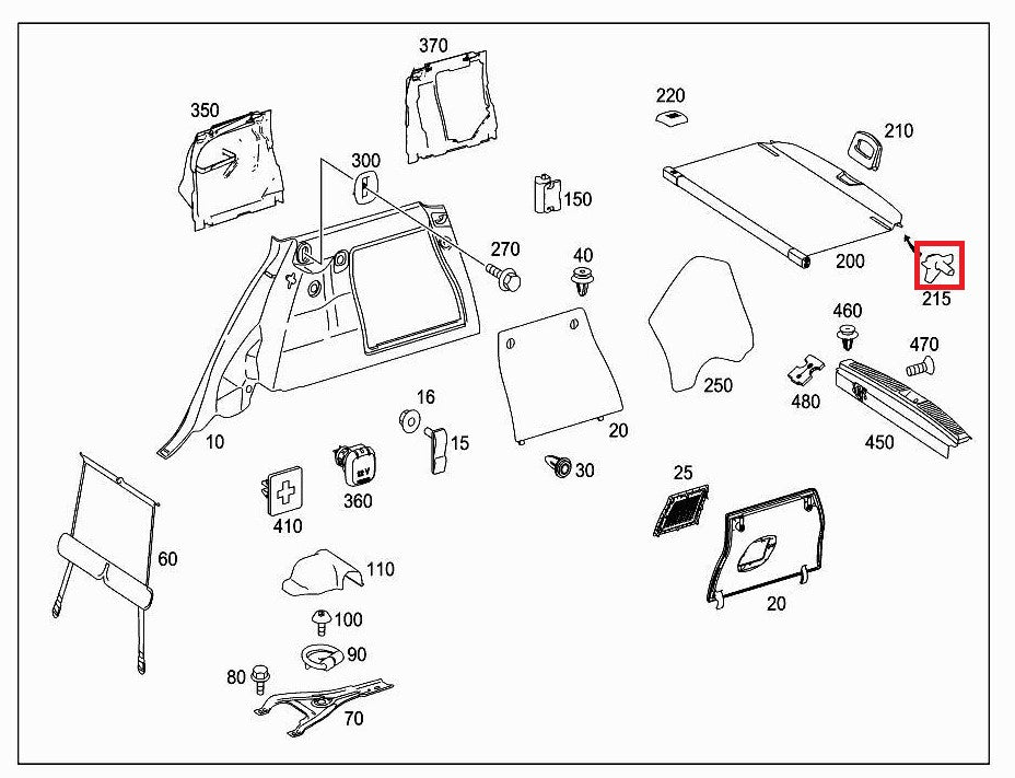 Mercedes Benz ML W164 Rear Parcel Shelf Cover Clip Set of 2 Left And Right A16481202019051 — view 5