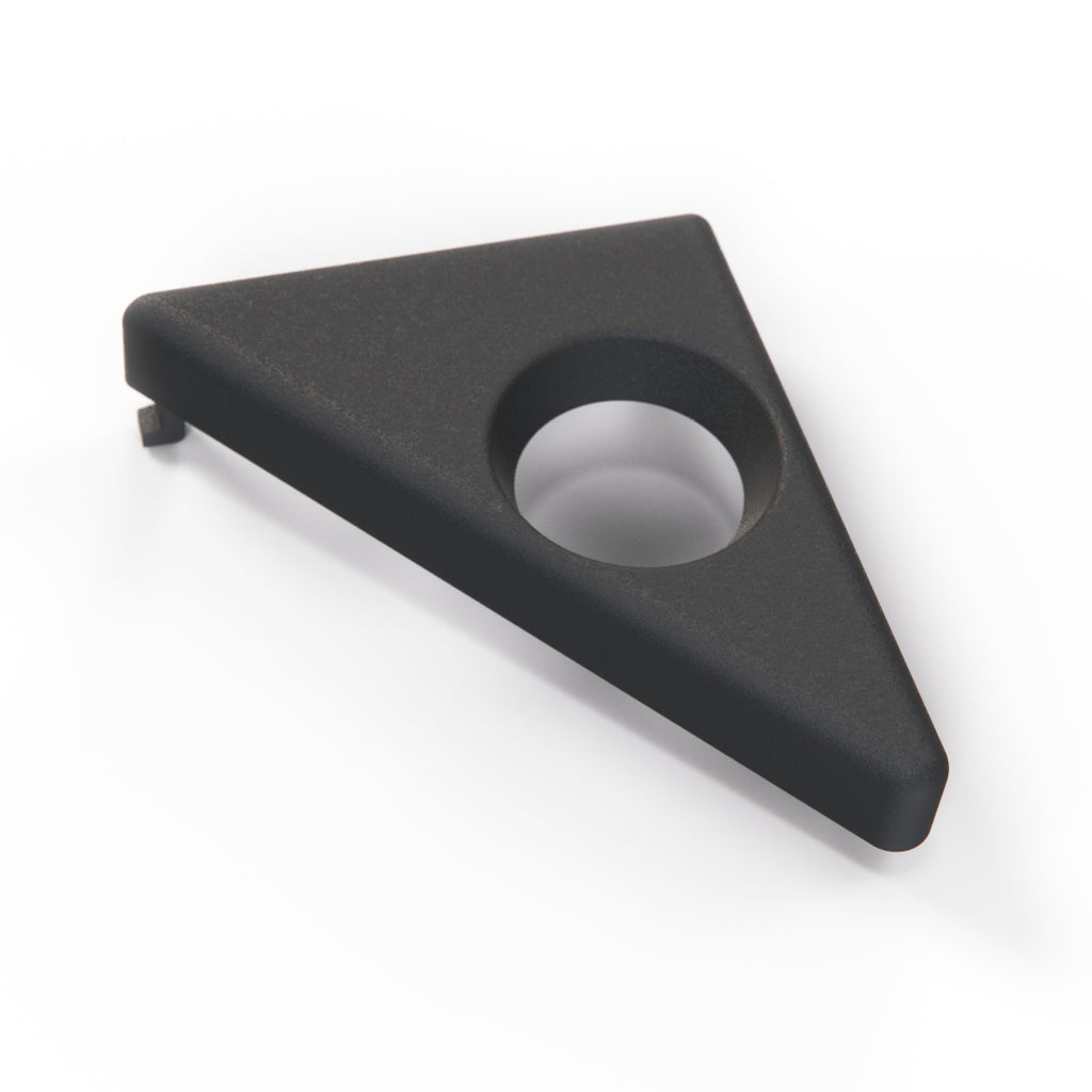 Mercedes-Benz R107 Interior Mirror Triangle Cover Left or Right Black or Chrome (A1077250711 / A1077250811) — view 4