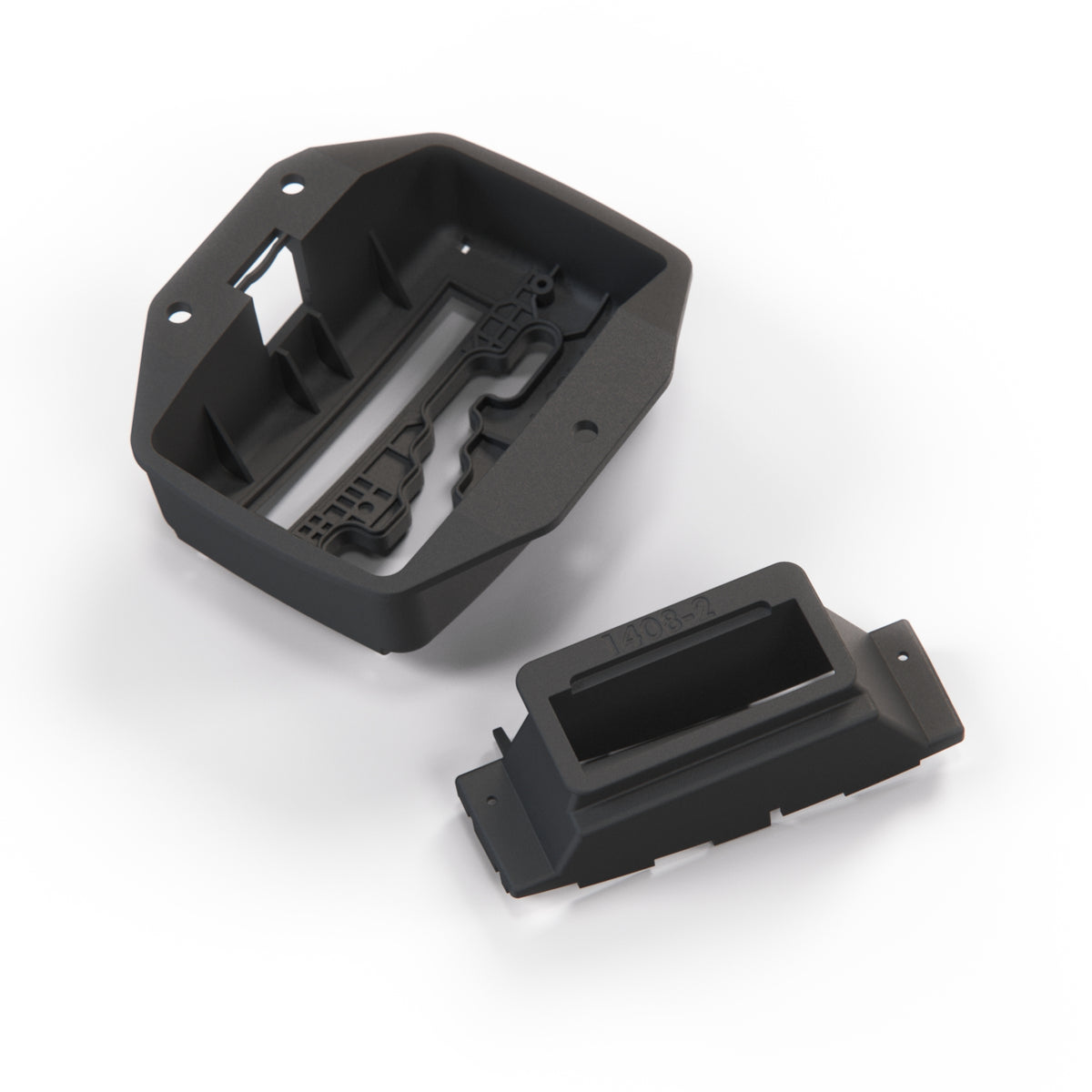 Mercedes-Benz R107 Shift Case and Bracket Black (A1072600072 & A1072670040) — view 3