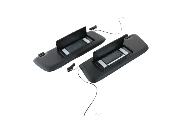 Mercedes-Benz R107 Sun Visor with Lighted Mirror Set of 2 Left and Right Black (A1078103710 / A1078103810)