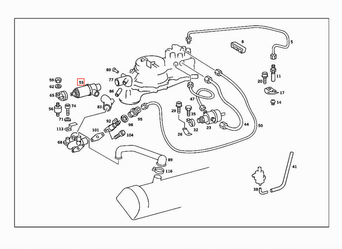 Mercedes-Benz R107 / W126 / C126 / W463 Idle Air Control Valve (A0001411625) — view 4