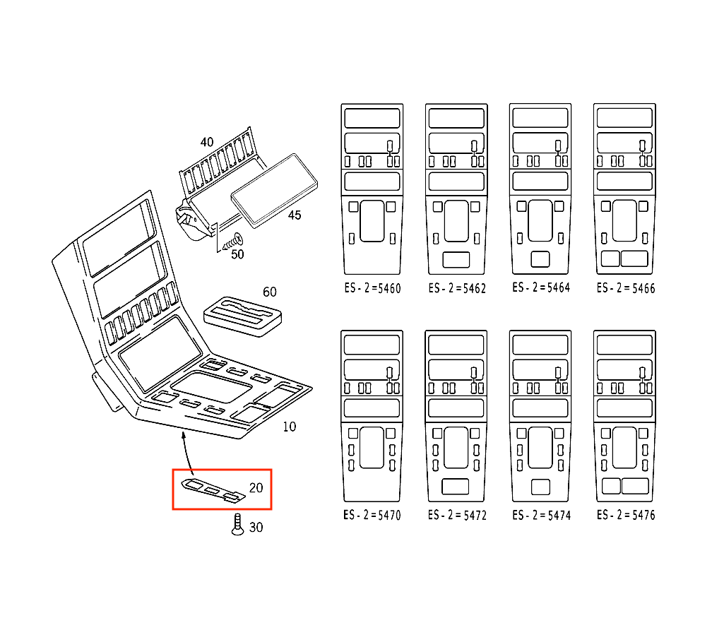 Mercedes-Benz R129 Control Console Panel Switch Bracket Set of 2 Black (A1296830300) — view 4