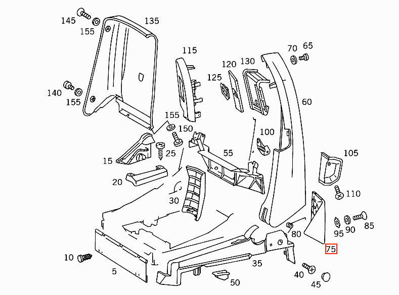 Mercedes-Benz R129 Front Seat Trim Cover Left or Right All Colours (A1299190720 / A1299190820) — view 4