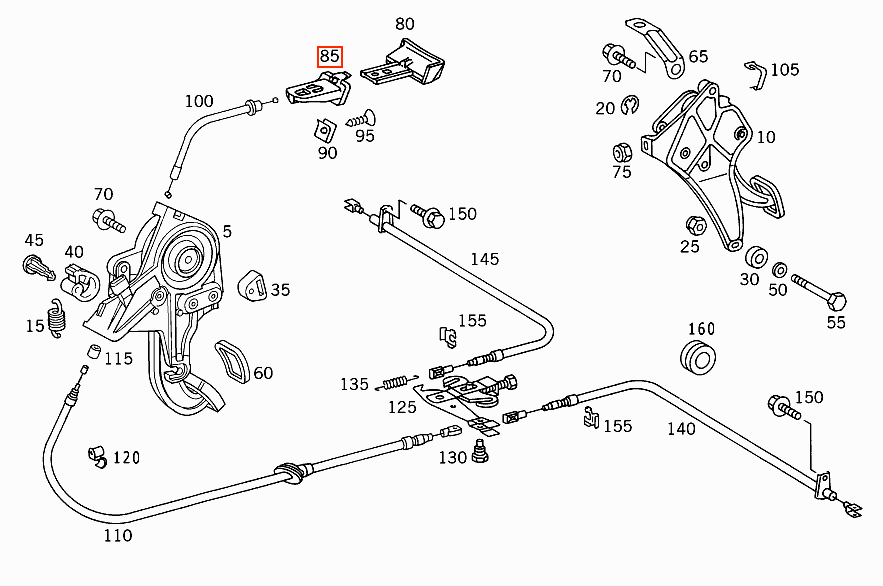 Mercedes-Benz R129 Handbrake Release Guide LHD or RHD Black (A1294201077 & A1294270941 / A1294201177 & A1294271041) — view 6