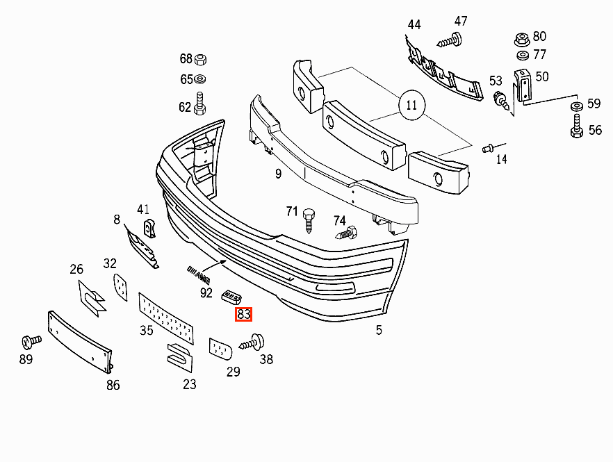 Mercedes-Benz R129 Outdoor Temperature Sensor Bracket (A1298850914) — view 4