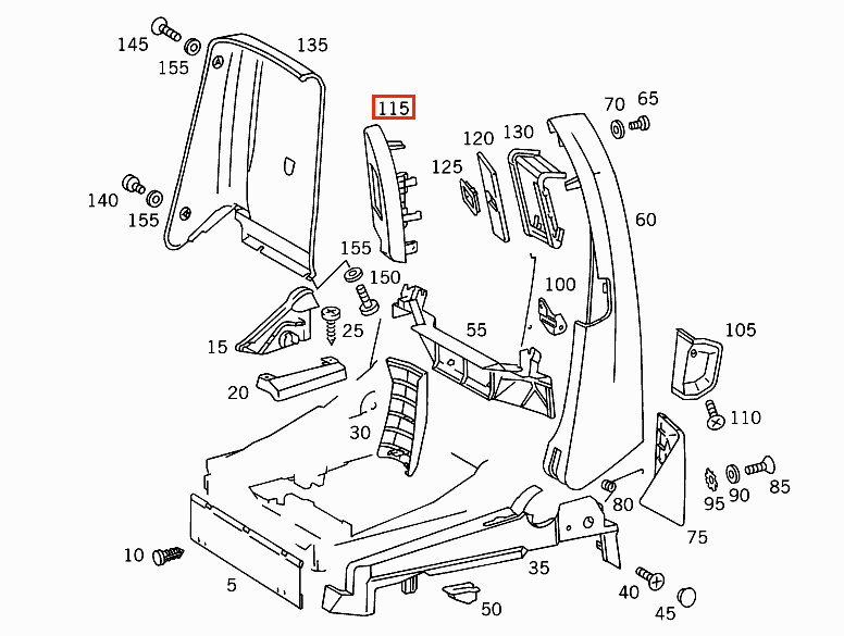 Mercedes-Benz R129 Seat Belt Cover Left or Right All Exterior Colours with Eco Leather Strip (A1299101739 / A1299101839) — view 6