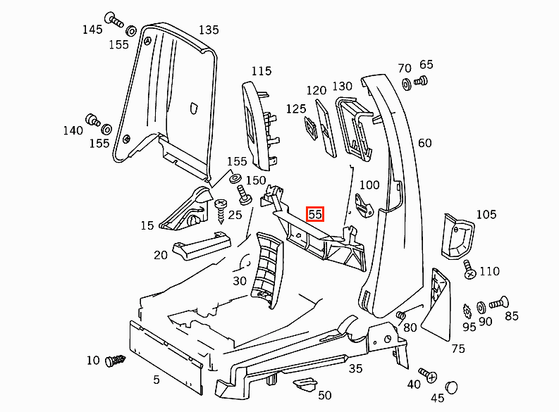 Mercedes-Benz R129 Seat Rear Bottom Trim Cover LHD or RHD All Colours (A1299120135 / A1299120235) — view 4