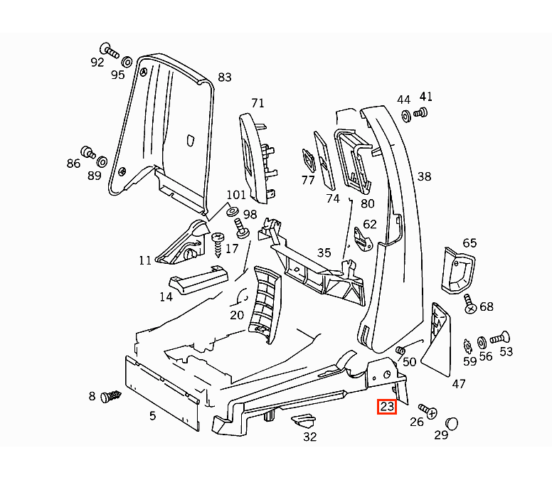 Mercedes-Benz R129 Seat Side Panel Left or Right All Exterior Colours (A1299103118 / A1299103218) — view 4