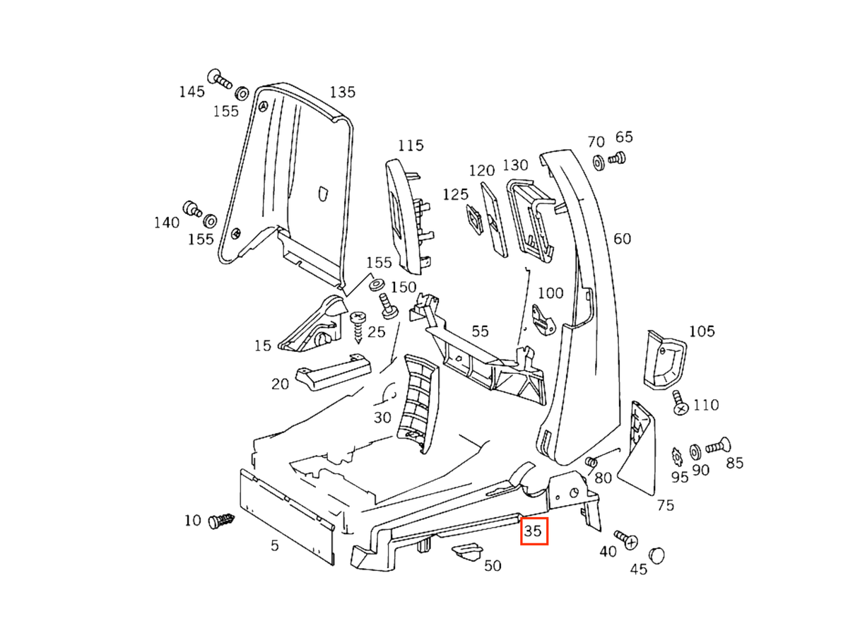 Mercedes-Benz R129 Seat Side Panel with Eco Leather Left or Right All Colours (A1299103118 / A1299103218) — view 5