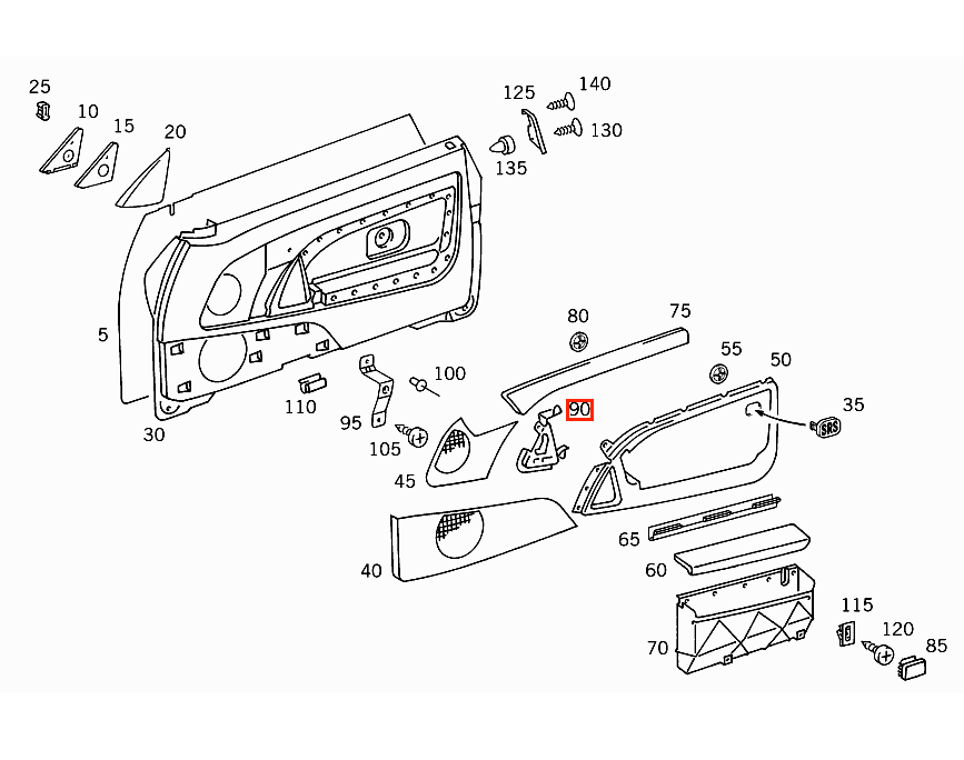 Mercedes-Benz R129 Seat Switch Cover Without Memory All Exterior Colours Left or Right (A1297273788 / A1297273888) — view 3