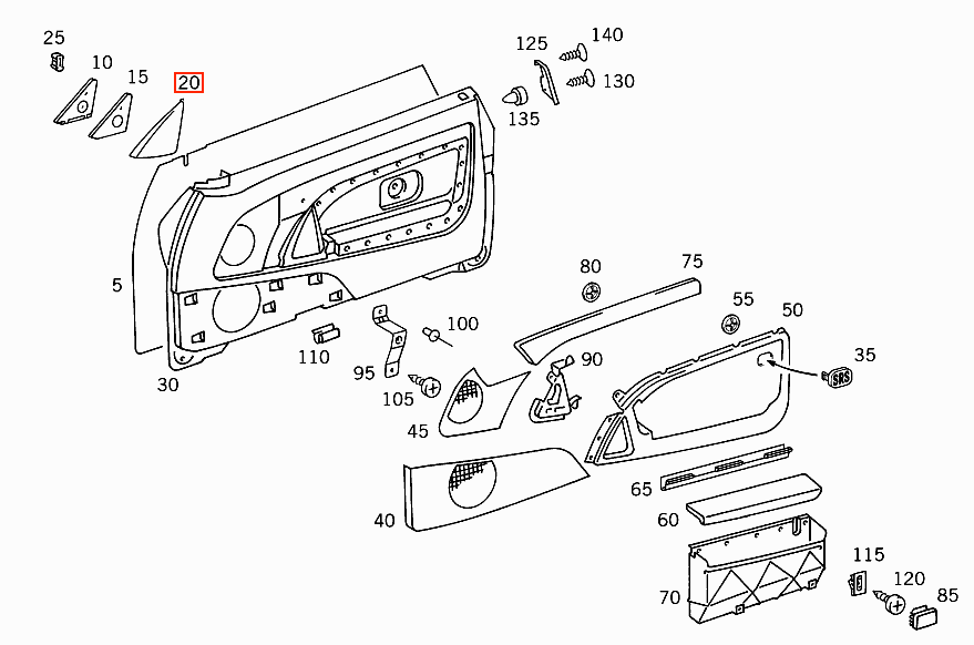 Mercedes-Benz R129 Side Mirror Triangle Cover Plastic Only Left or Right Black (A1297200711 / A1297200811) — view 4