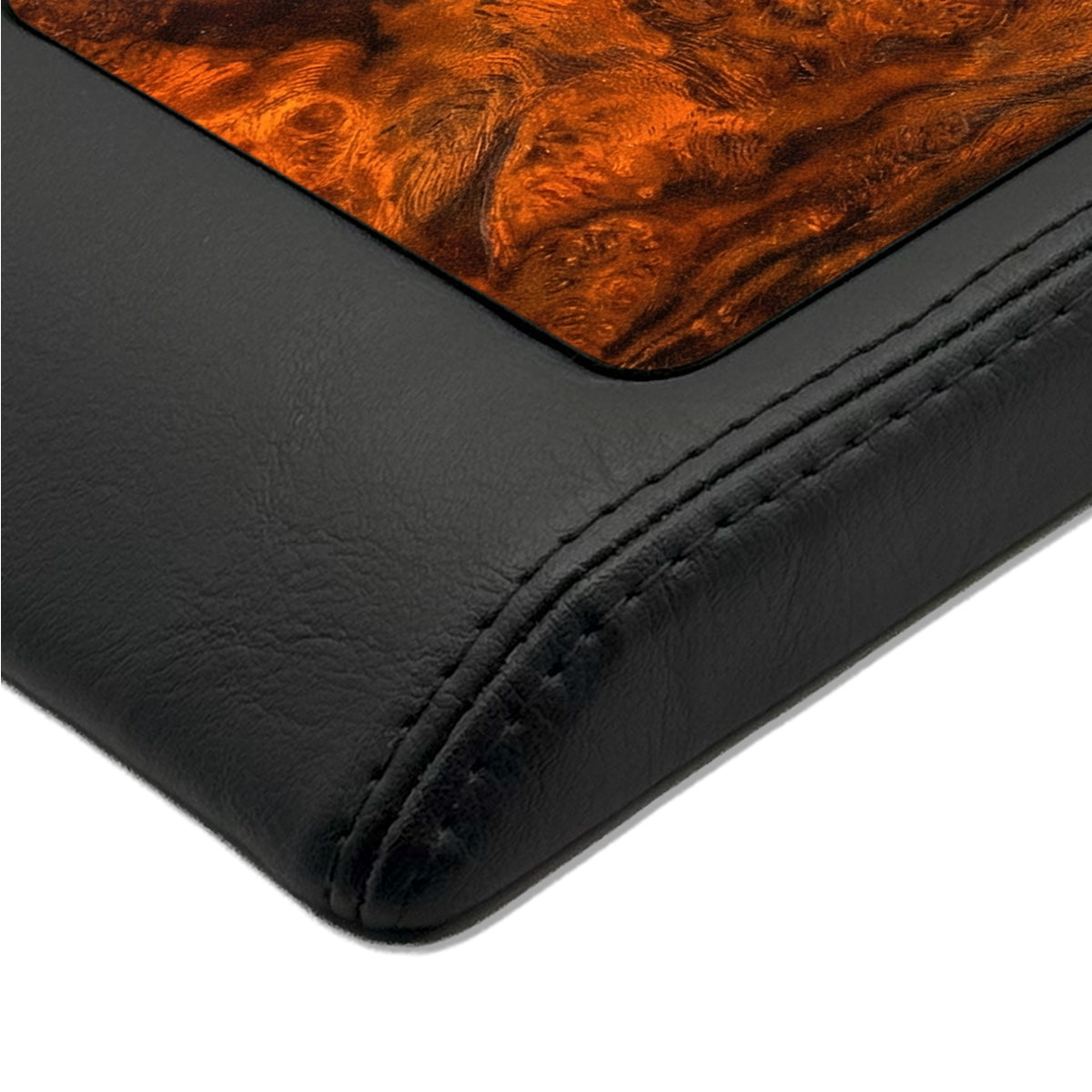 Mercedes-Benz R129 SL Centre Armrest Console with Leather Frame Wood Light / Dark Walnut — view 4