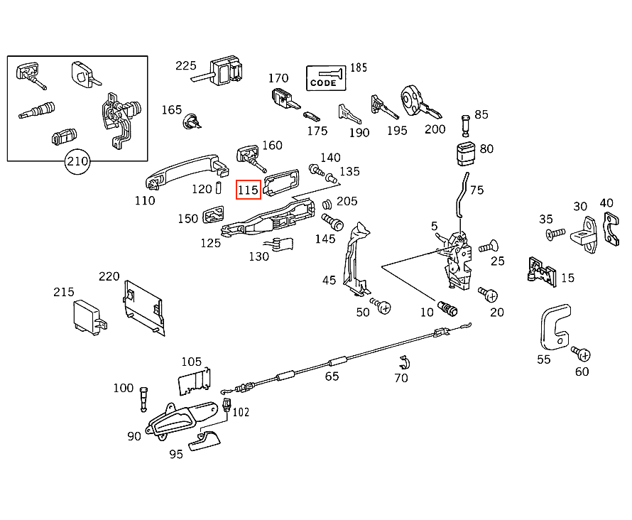 Mercedes-Benz R129 SL Door Handle Mounting (A1297660005) — view 3