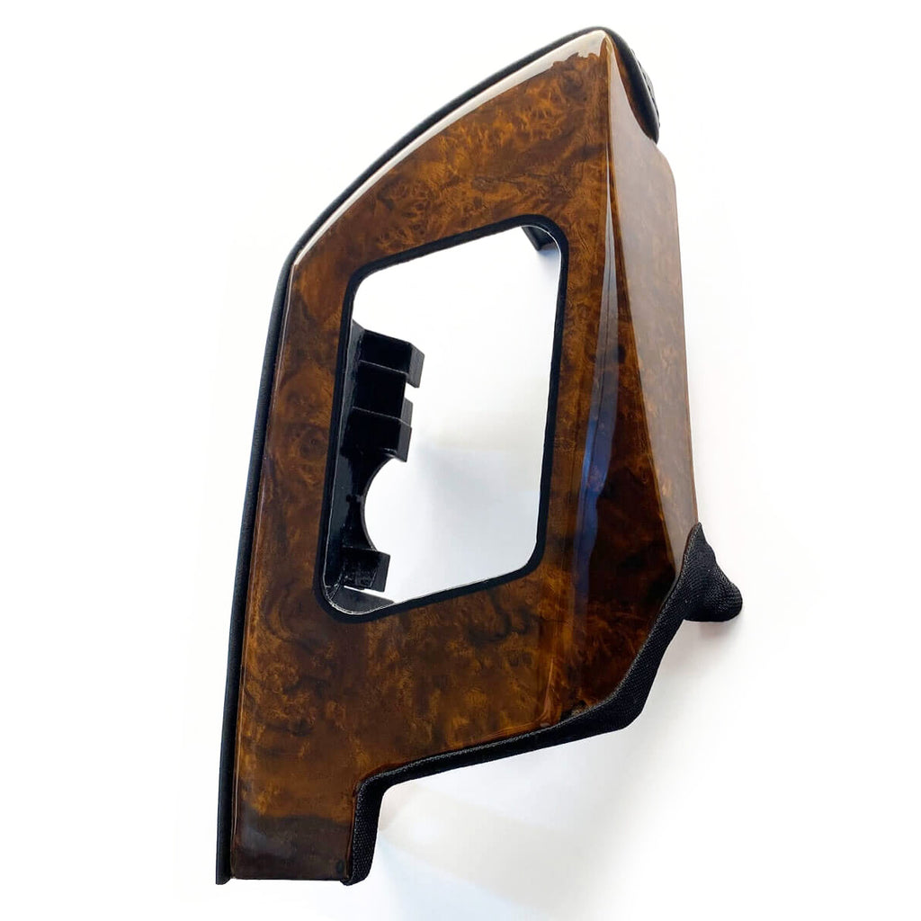 Mercedes-Benz R129 SL Interior Custom Seat Belt Outlet Bracket Cover with WOOD and LEATHER Left or Right (A1299100739 / A1299100839) — view 2