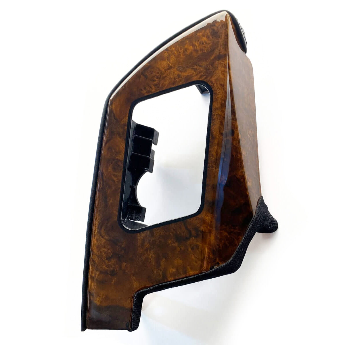 Mercedes-Benz R129 SL Interior Custom Seat Belt Outlet Bracket Cover with WOOD and LEATHER Left or Right (A1299100739 / A1299100839) — view 2
