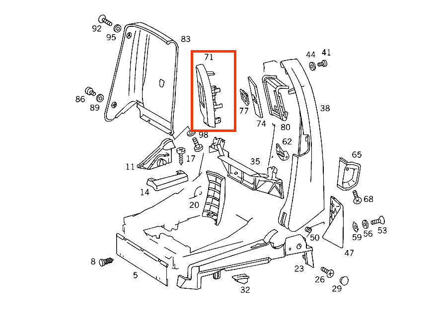 Mercedes-Benz R129 SL Interior Custom Seat Belt Outlet Bracket Cover with WOOD and LEATHER Left or Right (A1299100739 / A1299100839) — view 6