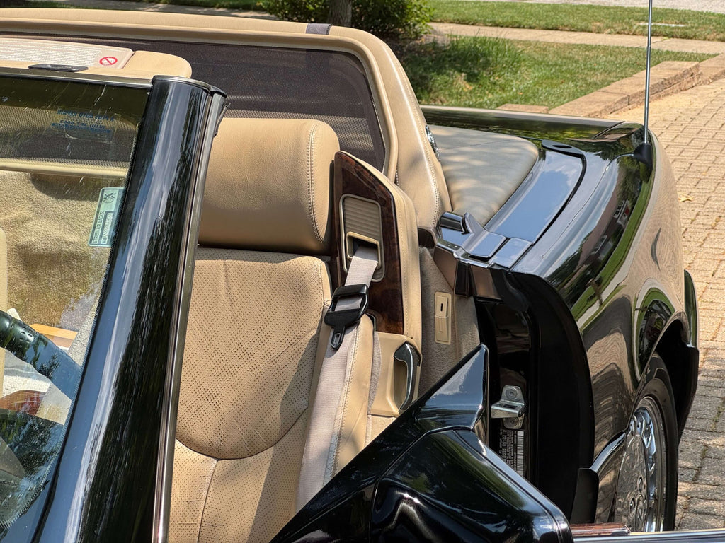 Mercedes-Benz R129 SL Interior Custom Seat Belt Outlet Bracket Cover with WOOD and LEATHER Left or Right (A1299100739 / A1299100839) — view 7