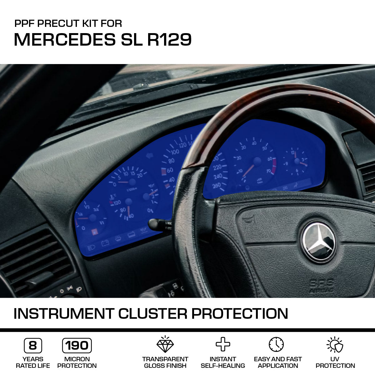 Mercedes-Benz R129 SL – PPF Paint Protection Film Precut – Instrument Cluster Protection