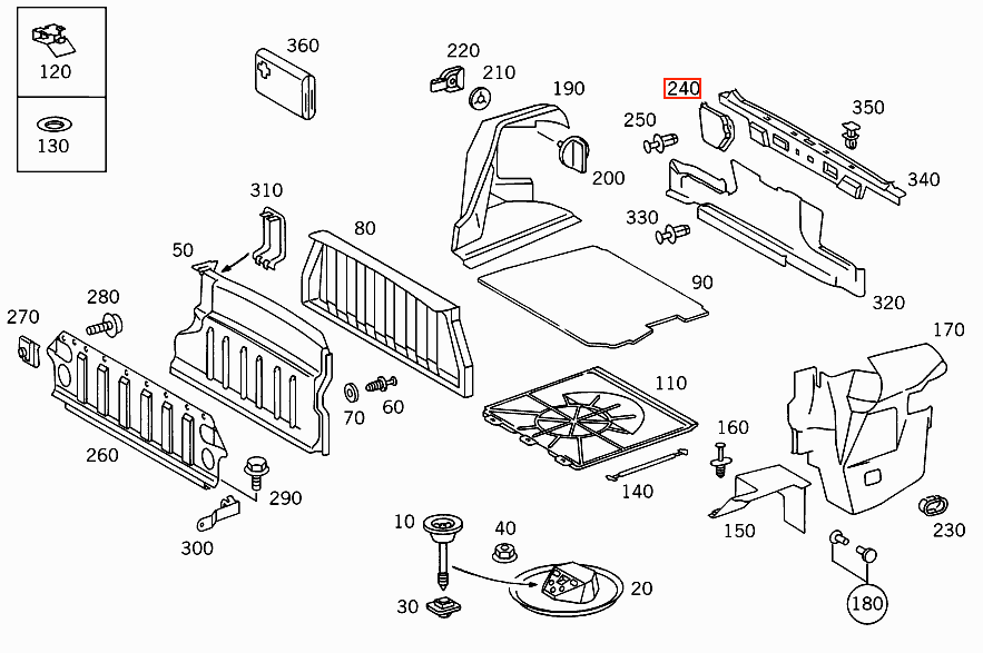 Mercedes-Benz R129 Trunk Cover All Colours (1296930027) — view 4