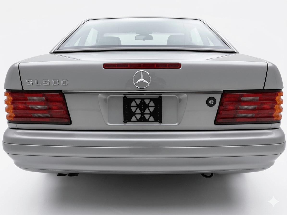 Mercedes-Benz R129 Trunk Lid License Plate Bracket Spacer Frame Black — view 6