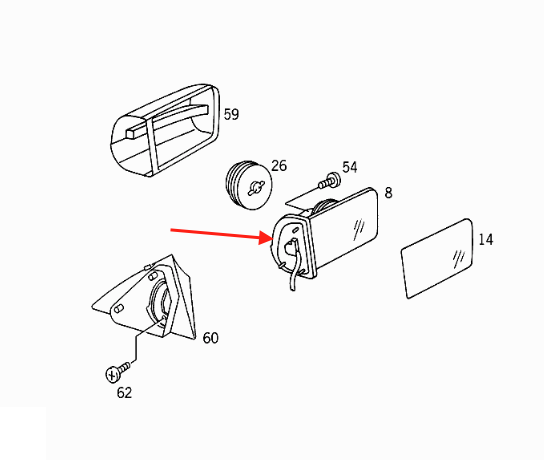 Mercedes-Benz R129 W140 W210 Power Folding Side Mirror Frame Set of 2 Left and Right (1408107716) — view 3