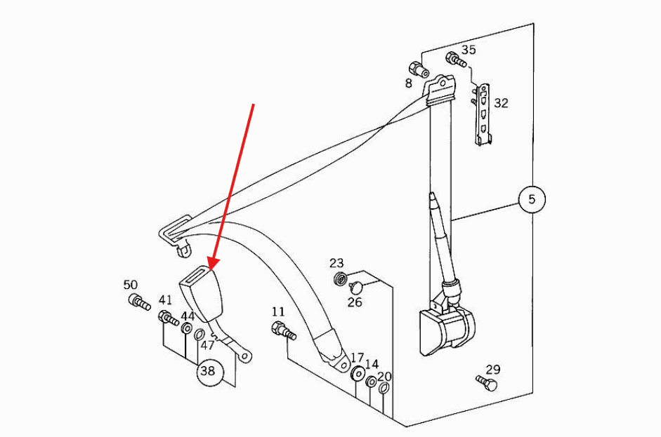 Mercedes-Benz R129 W202 REPA Seatbelt Bucket Housing Cover Black (A1298602369 A2028607669) — view 5