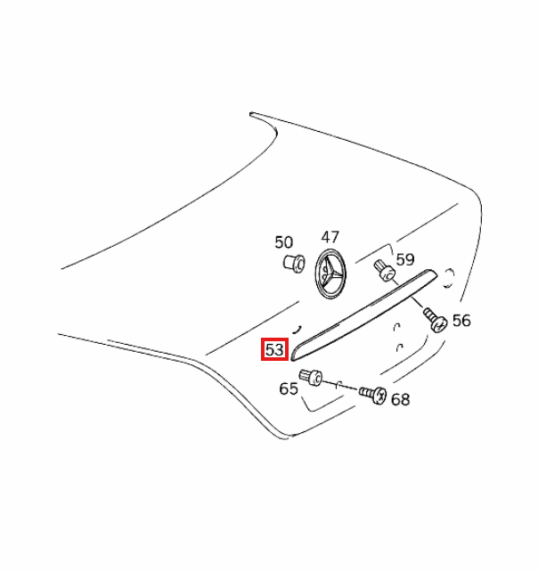 Mercedes-Benz R170 Black Boot Tailgate Number Plate Trim Primed / Chrome (A1707500427) — view 7