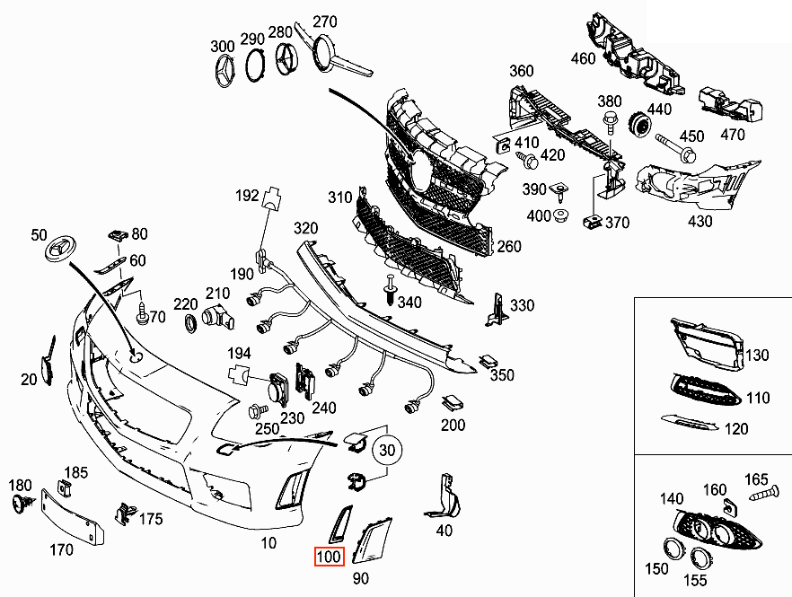 Mercedes-Benz R172 Front Bumper Side Grille Intake Left or Right Primed (A1728853023 / A1728853123) — view 4
