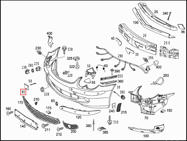 Mercedes-Benz R230 Front Bumper Tow Eye Cap Cover Primed (A2308851123) — view 4
