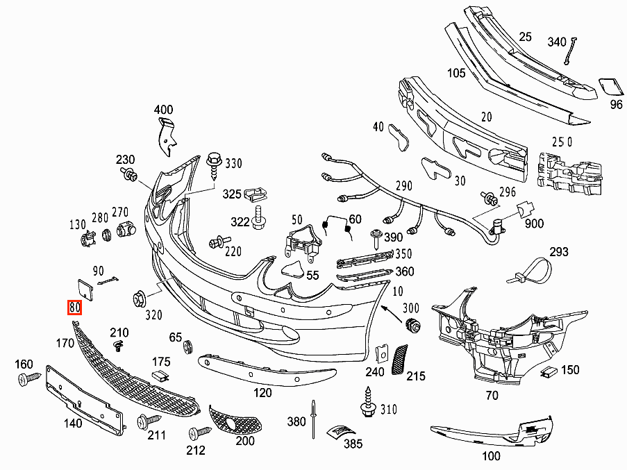 Mercedes-Benz R230 Front Tow Hook Cover Primed (A2308851323) — view 5