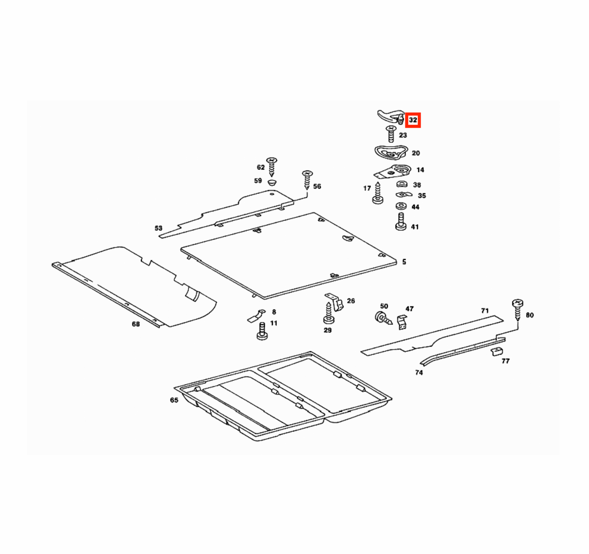 Mercedes-Benz S123 / W463 Luggage Floor Handle Black (A1236800070) — view 4