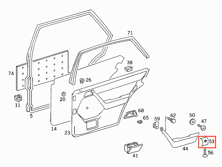 Mercedes-Benz S124 Wagon Rear Door Armrest Speaker Cover Left or Right All Colours (A1248200912 / A1248201012) — view 4