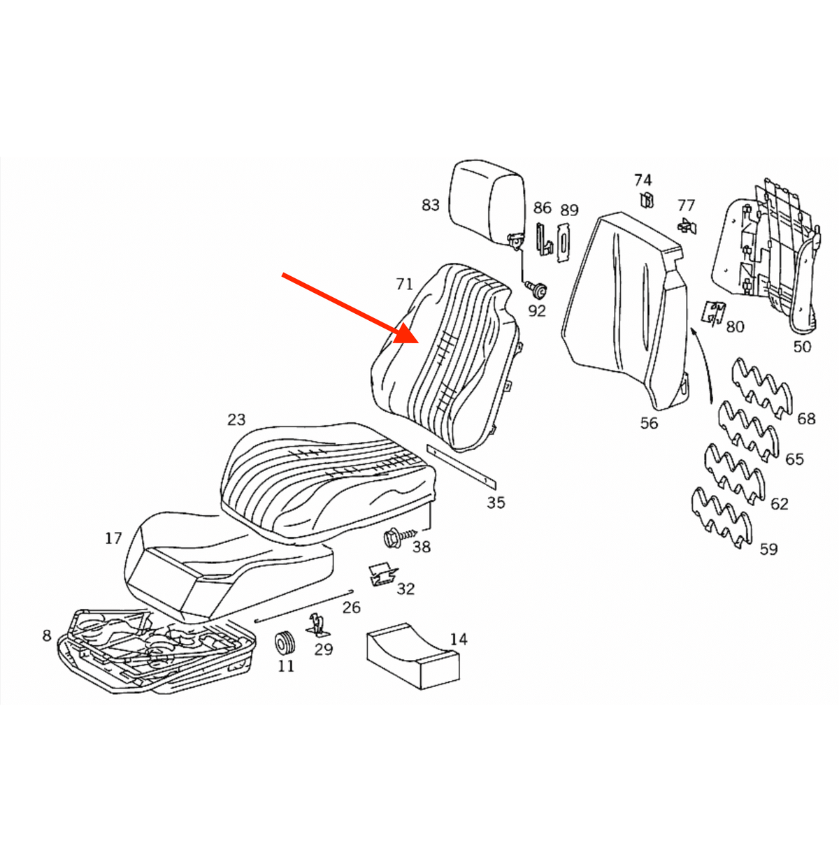Mercedes-Benz SL R129 Facelift Eco Leather Front Seat Backrest Cover Left or Right All Colours — view 9