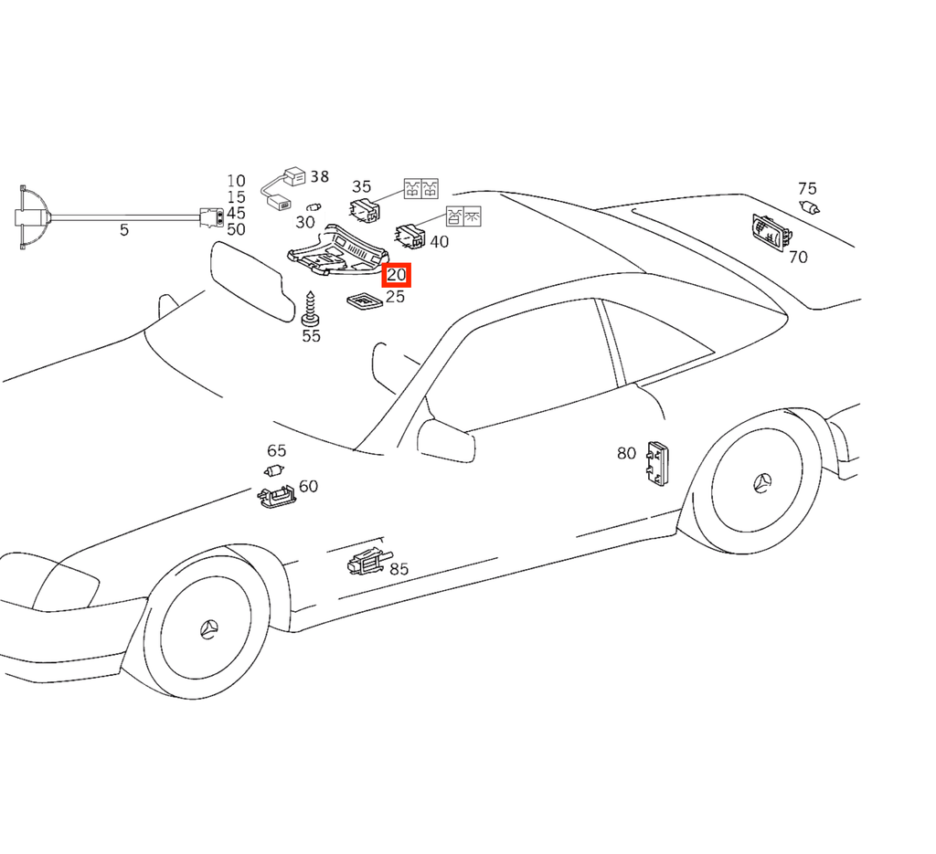 Mercedes-Benz SL R129 Interior Overhead Carbon Fiber Dome Light Console (4 Version) (A1298200501) — view 3
