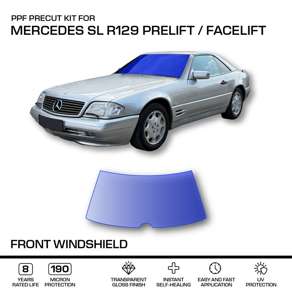 Mercedes-Benz SL R129 Prelift / Facelift Front Windshield – 3M PRO Transparent PPF Paint Protection Film Precut