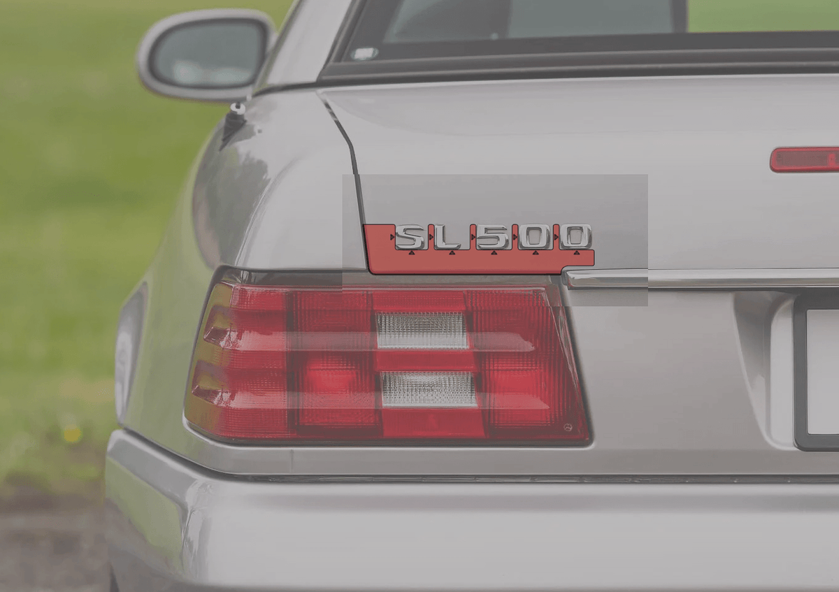 Mercedes-Benz SL R129 Tailgate Emblem Placement Template Black