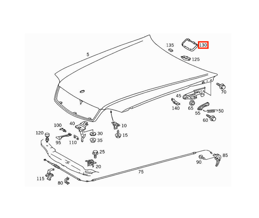 Mercedes-Benz SL R129 Window Washer Nozzle Bonnet Cover Cap Black (A1298890525) — view 4