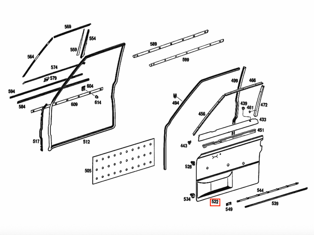 Mercedes-Benz W108 Door Panels / Base Boards for Upholstery (A1087200170 / A1087207970 / A1087200270 / A1087208070) — view 4
