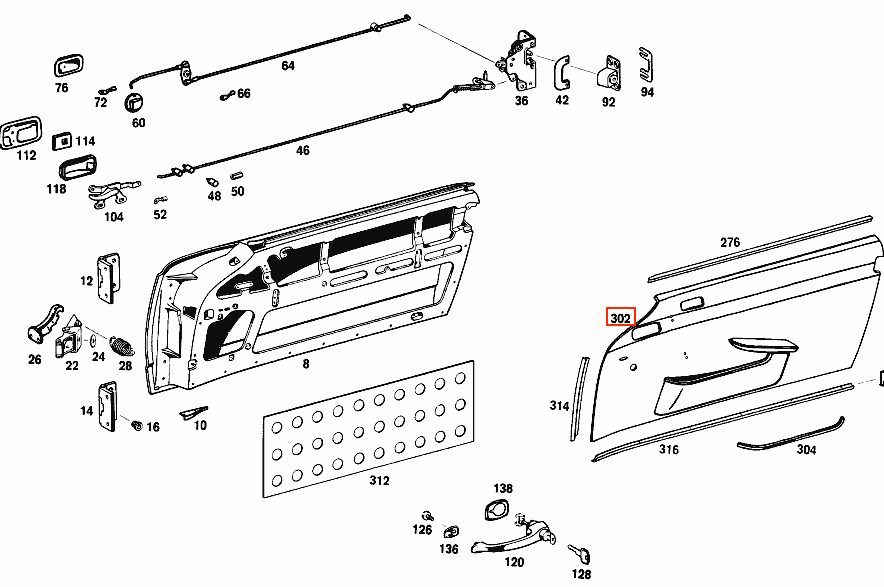 Mercedes-Benz W113 Pagode 250 SL / 280 SL Door Panels / Base Boards for Upholstery Set of 2 (A1137200570 / A1137200670) — view 2