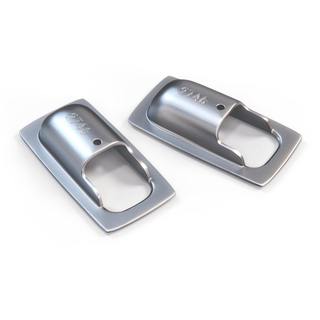 Mercedes-Benz W114 / S123 /W463 First Aid Kit / Triangle Box Cover Handle Chrome Decor Trim Set of 2 (A1236909025) — view 3