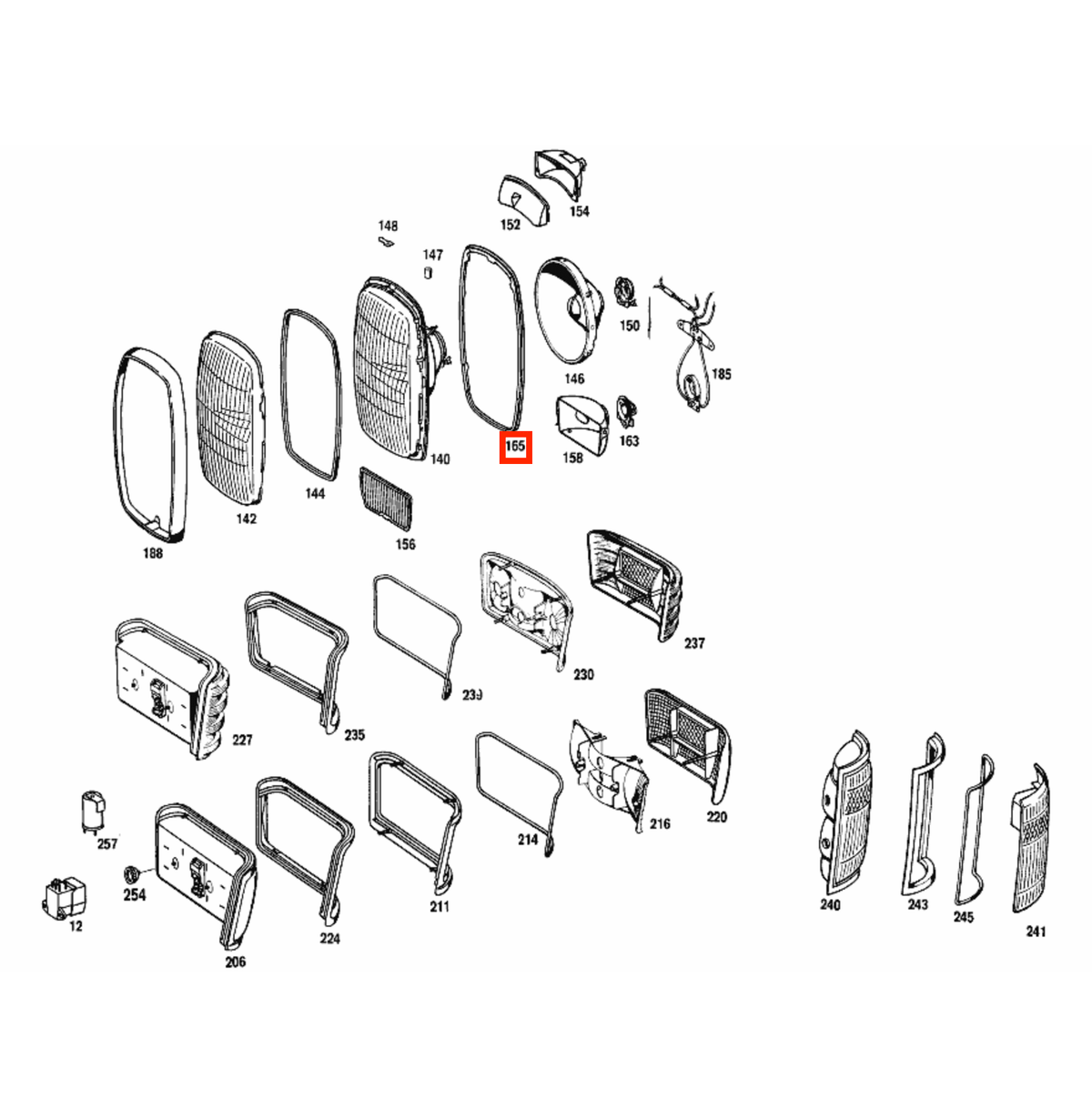 Mercedes-Benz W114 / W115 Rubber Headlight Gasket Left or Right (A0008265880 / A0008265980) — view 4