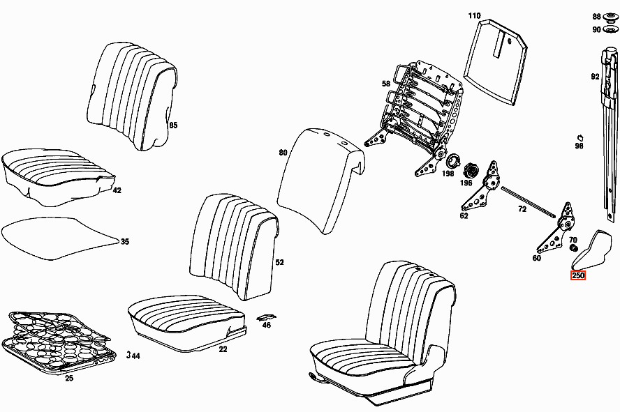 Mercedes-Benz W114 W115 W116 W123 Front Seat Cover with Hole Left or Right All Colours (A1169131428 / A1169131430) — view 4