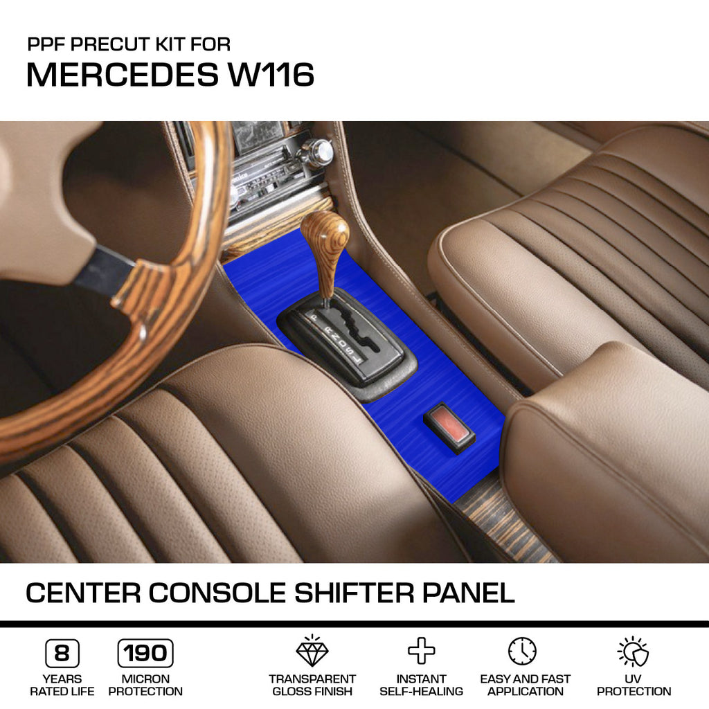 Mercedes-Benz W116 Centre Console Shifter Panel A1166830636 – 3M PRO Transparent PPF Paint Protection Film Precut